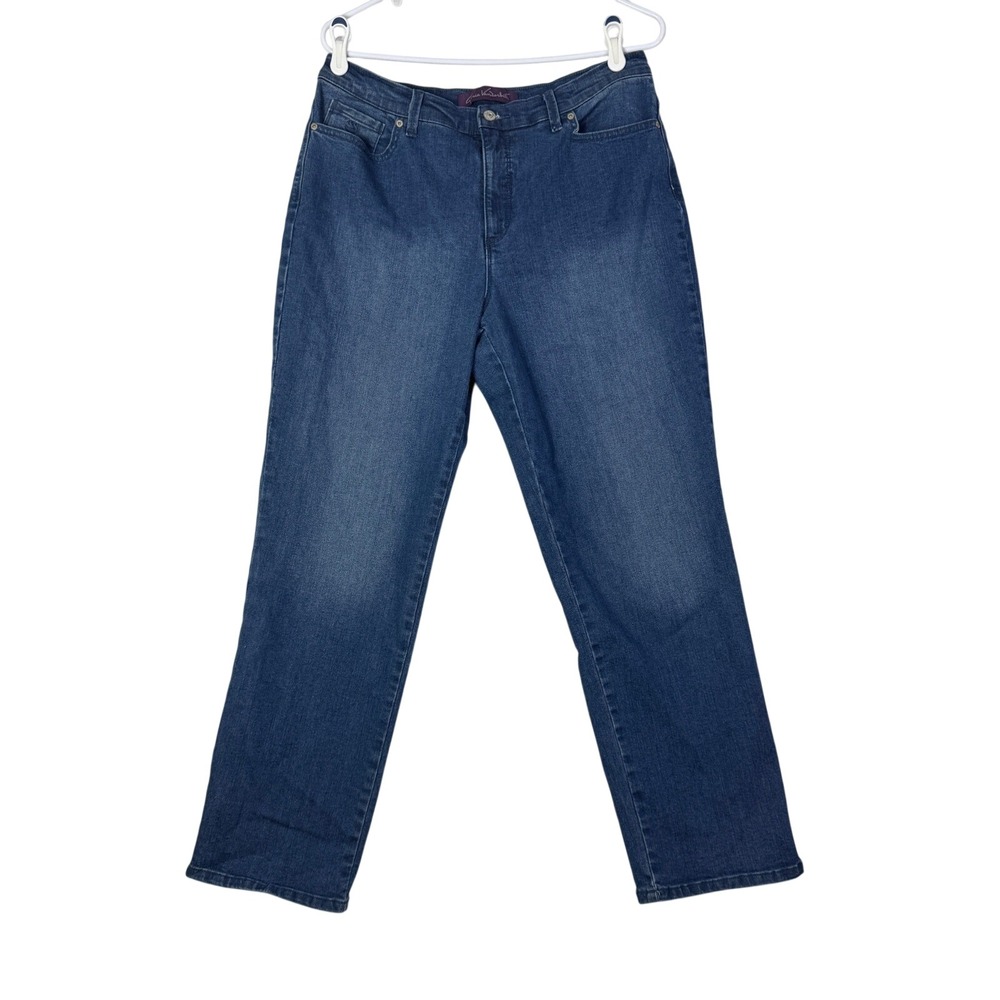 Gloria Vanderbilt Amanda Jeans Women Blue Denim Straight Leg Size 14S
